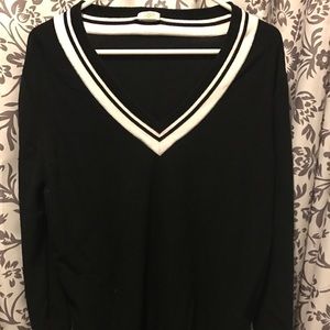 J. Crew V-Neck Black/White Sweater